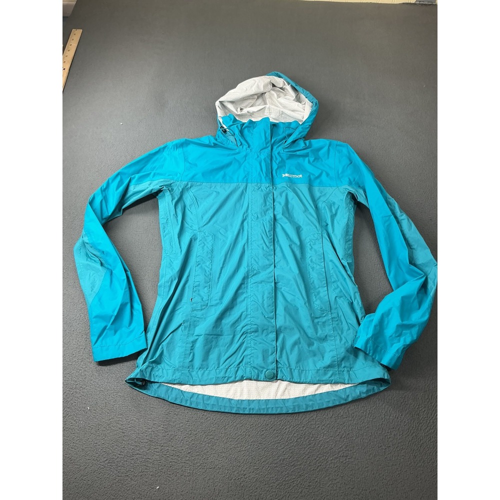 Marmot Jacket Womens XS Blue Hooded Full Zip Lined Pockets Windbreaker